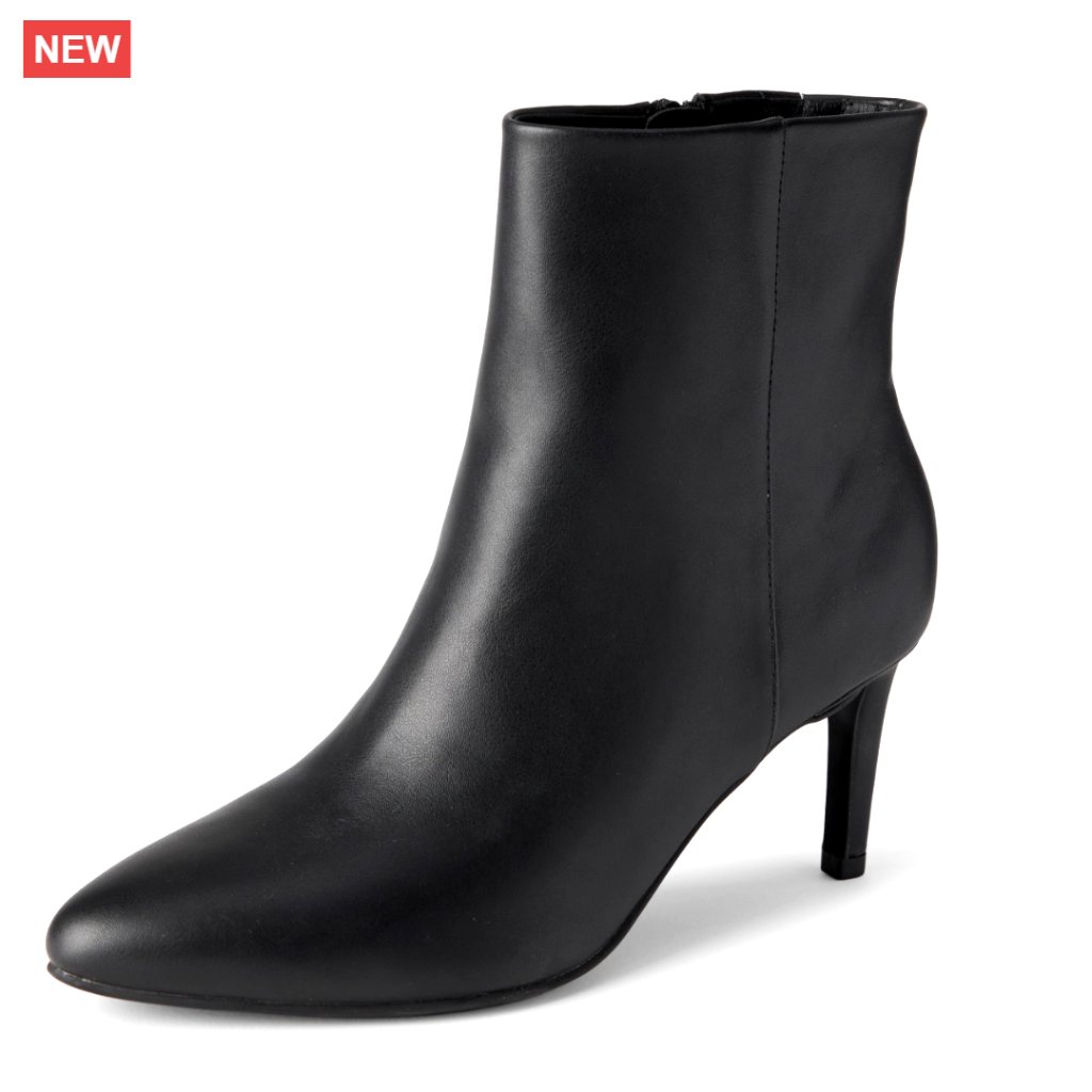 Women's Stiletto Heel Ankle Boots, Faux Leather, Side Zip, 2.75 Inch Heel